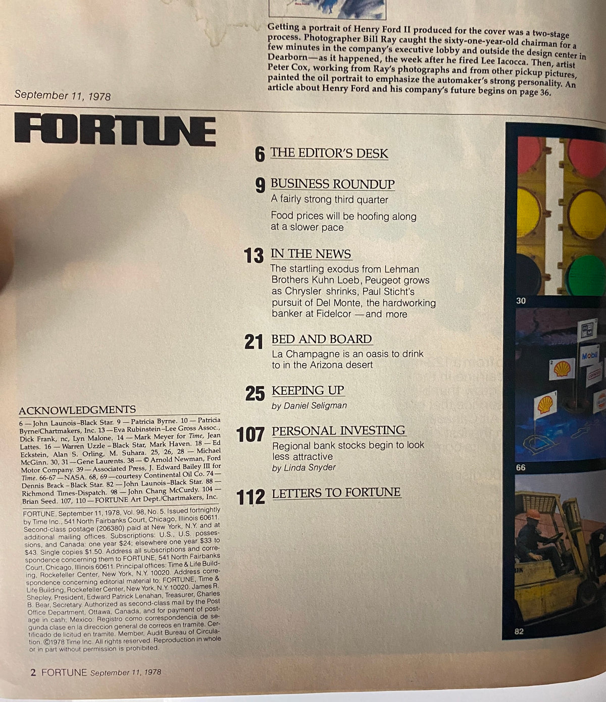 Fortune Magazine September 11, 1978 Henry Ford II, Ford Motor Co.