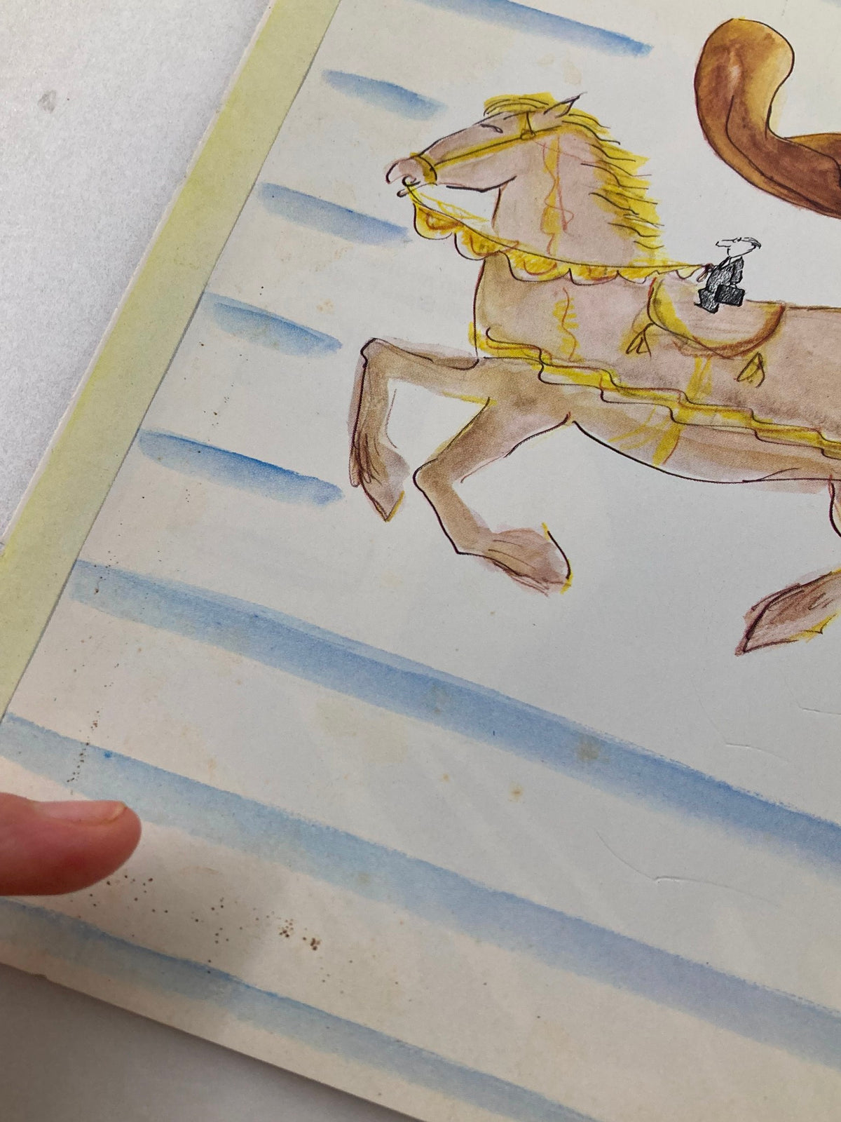 COVER ONLY The New Yorker May 4 1981 Giant Horse by Jean Jacques Sempe, close-up view highlighting details and condition of the artwork, particularly the unique illustration and markings on the magazine cover.