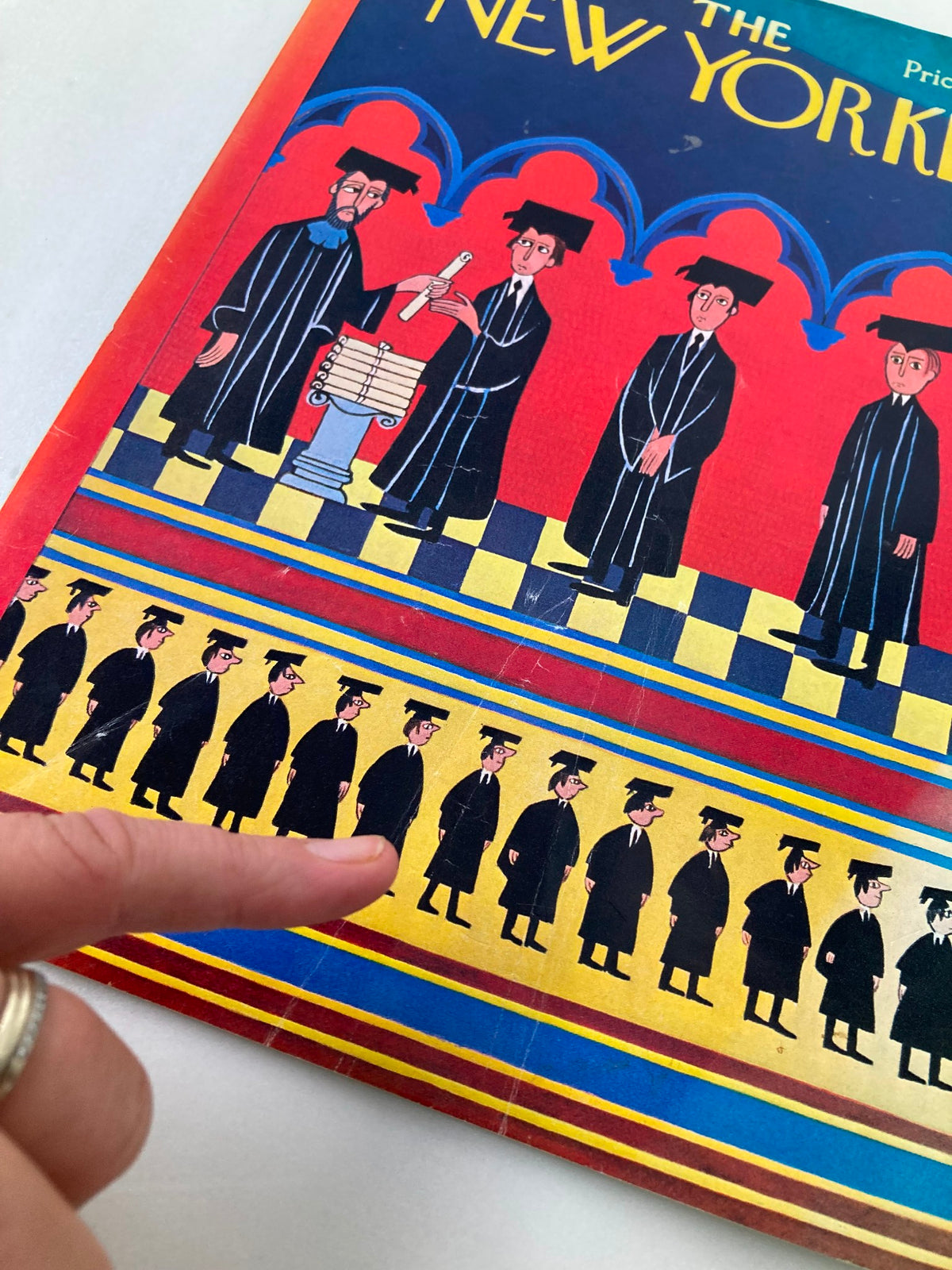 Cover only of The New Yorker June 2 1973 titled 'Graduates' by Charles E. Martin, featuring colorful graduation-themed illustrations of graduates in caps and gowns.