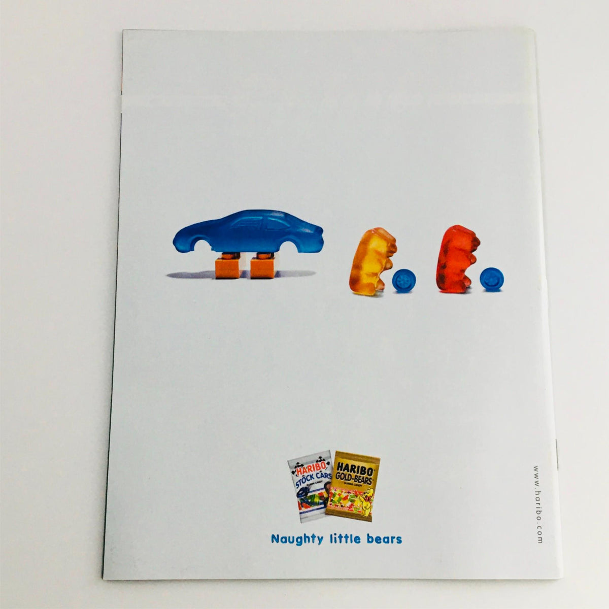 Mad Magazine June 2003 No. 430 X-Men 2 features an advertisement with colorful gummy bear figures and a blue car, showcasing playful and humorous imagery related to the issue's content.