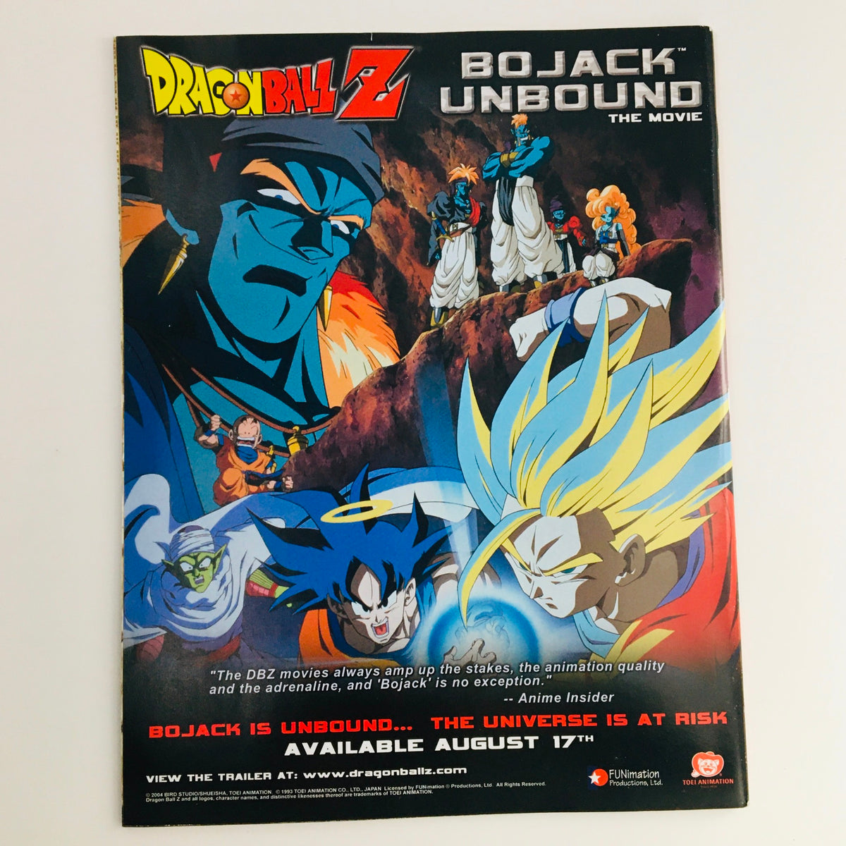 Dragon Ball Z: Bojack Unbound movie promotional poster, featuring iconic characters from the anime series ready for battle, emphasizing high stakes and action, with details about the film's release.