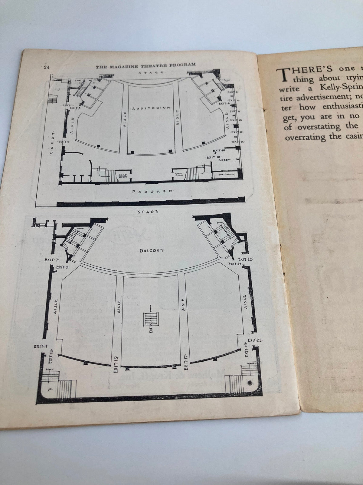 1922 Walter C. Jordan's National Theatre The Twinkling Twins Playbill including the program layout and seating chart view of the auditorium
