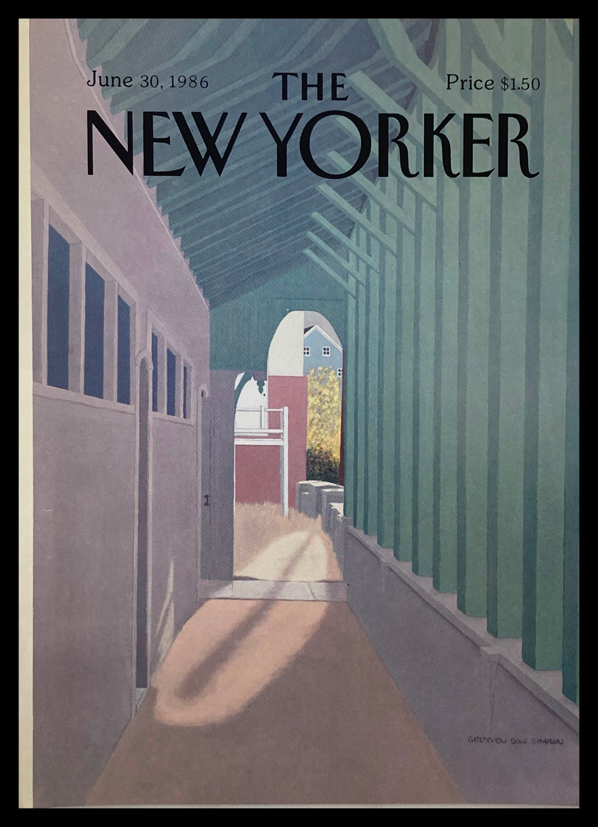 The New Yorker cover dated June 30, 1986, featuring artwork titled 'Shadow' by Gretchen Dow Simpson, showcasing an artistic interior perspective with vibrant colors and soft shadows.