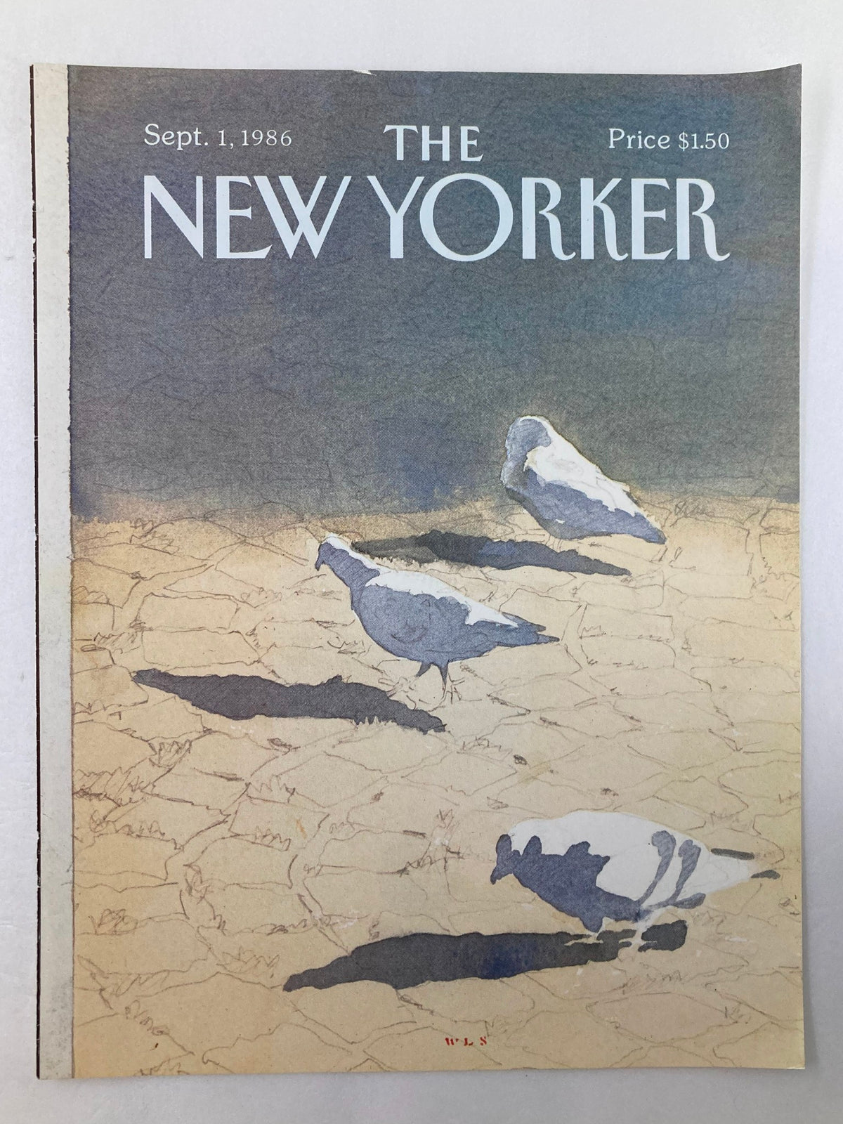 Cover of The New Yorker September 1, 1986, showcasing a beautiful depiction of doves in a watercolor design by Whitney Lee Savage, ideal for art and magazine collectors.