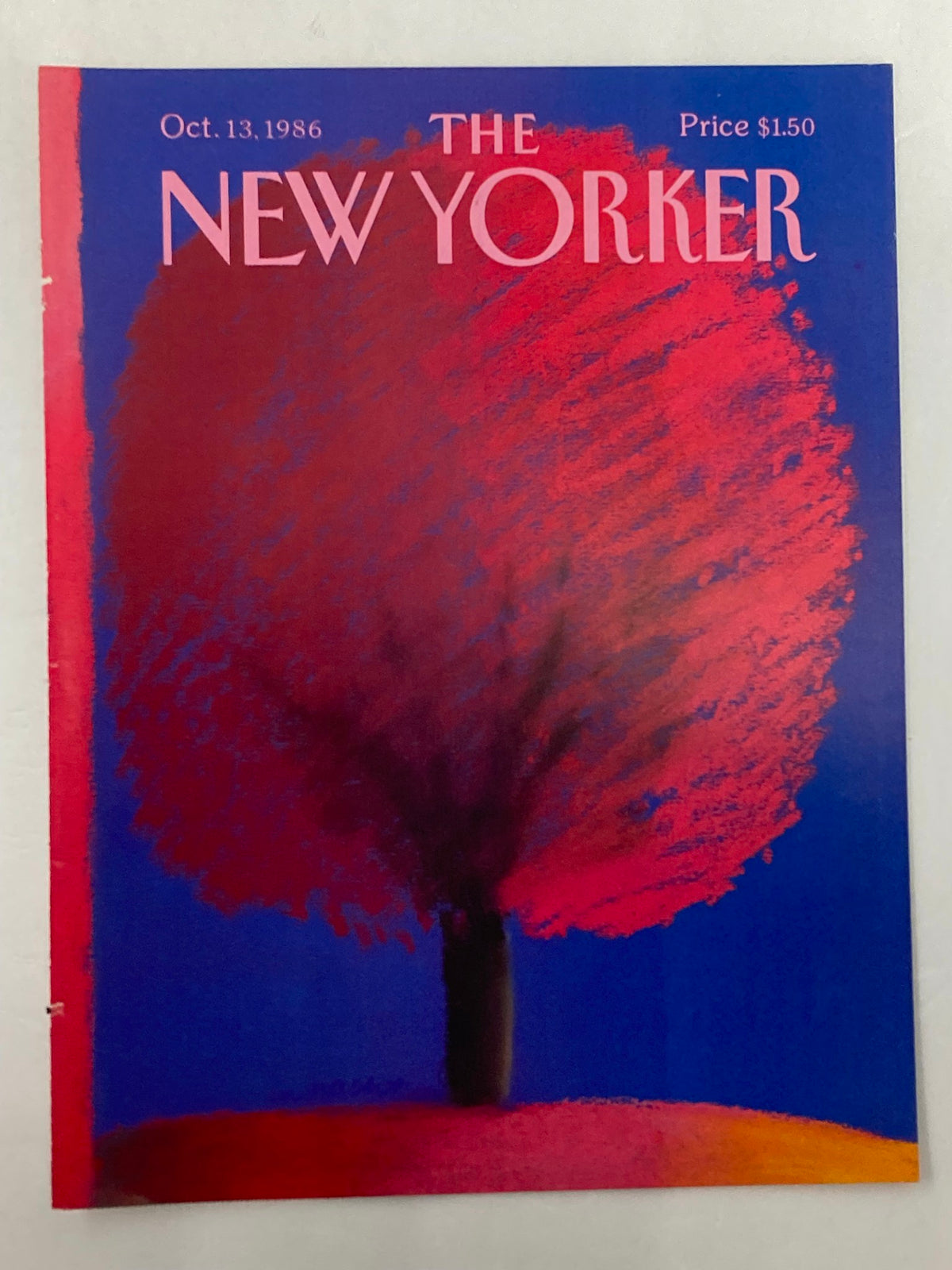 COVER ONLY The New Yorker October 13, 1986 with iconic Red Tree artwork by Merlc Nacht, highlighting vivid colors and a classic magazine cover aesthetic.