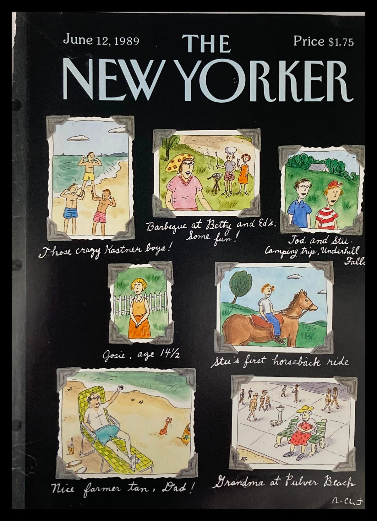 Cover only of The New Yorker magazine from June 12, 1989, featuring Roz Chast's whimsical artwork titled 'Memories', showcasing nostalgic summer scenes.