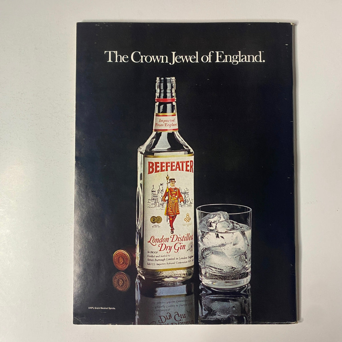 Advertisement page from The New Yorker magazine, May 12, 1980, showcasing Beefeater Gin with a bottle and glass featuring ice.