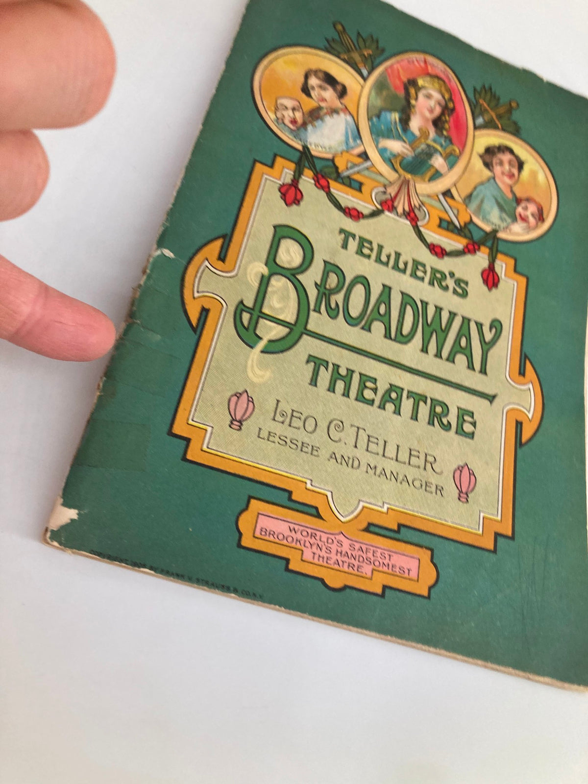 Cover of the 1916 Teller's Broadway Theatre Playbill featuring Christie MacDonald, showcasing vintage design and theatrical imagery.