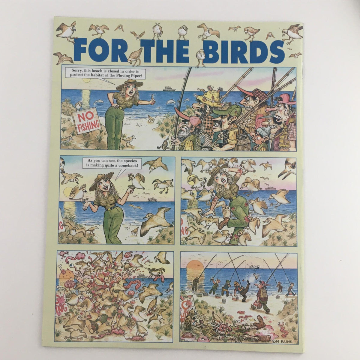 Back cover of Mad Magazine October 1998 No. 374 with cartoon comic strip titled 'For the Birds', showcasing humorous illustrations related to environmental conservation.