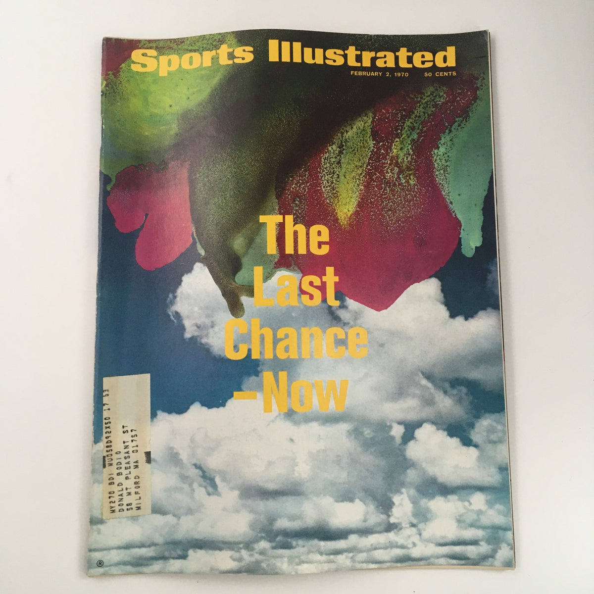 Cover of Sports Illustrated Magazine February 2 1970 titled 'The Last Chance Now', featuring vibrant colors with a graphic design of clouds.