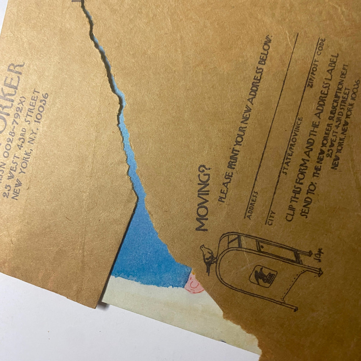 Close-up of the subscription information on the back cover of The New Yorker magazine January 2, 1978, featuring vintage illustrations and text details. The New Yorker Full Magazine January 2, 1978 R.O. Blechman Cover.
