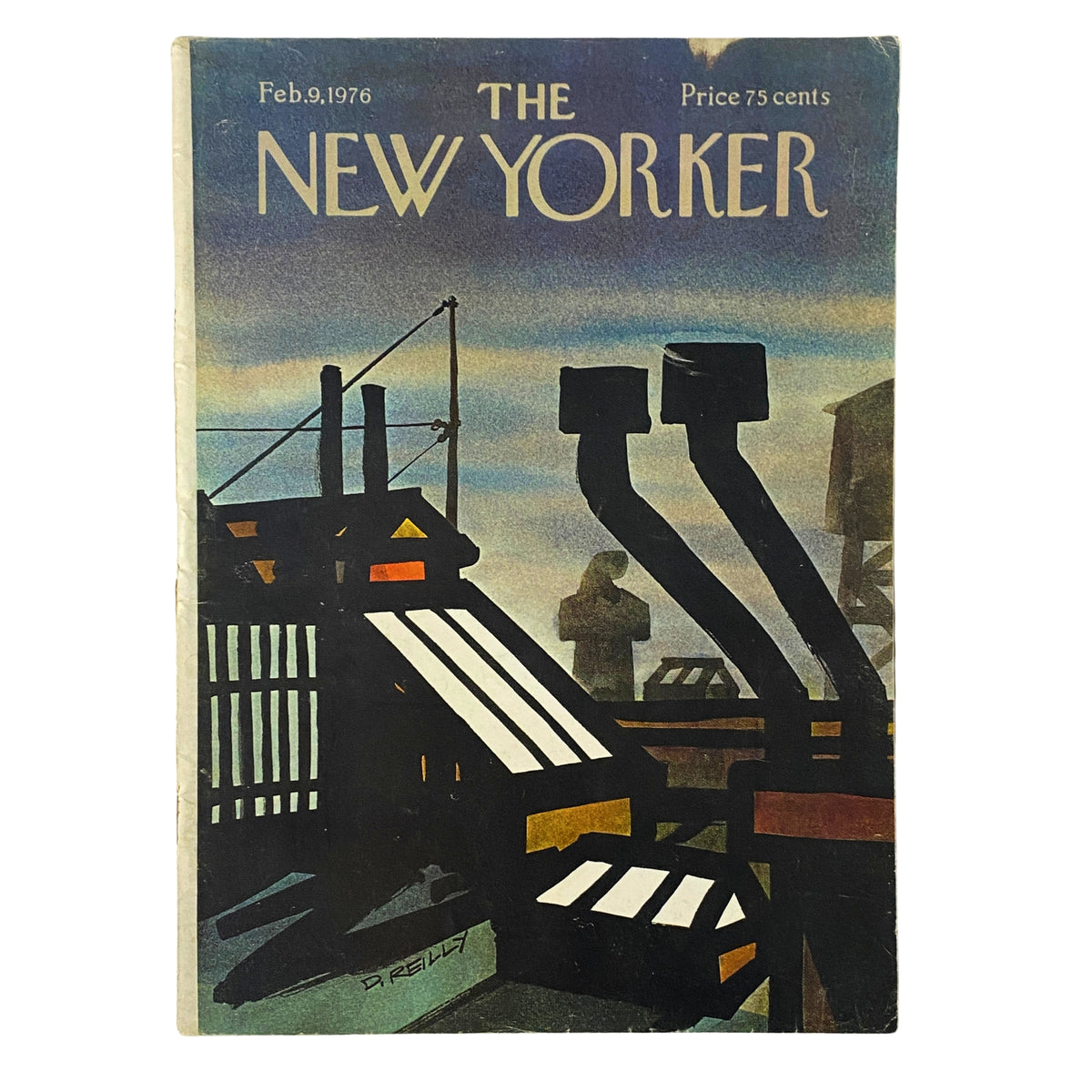 Cover of The New Yorker magazine dated February 9, 1976, featuring a distinctive illustration by Donald Reilly.
