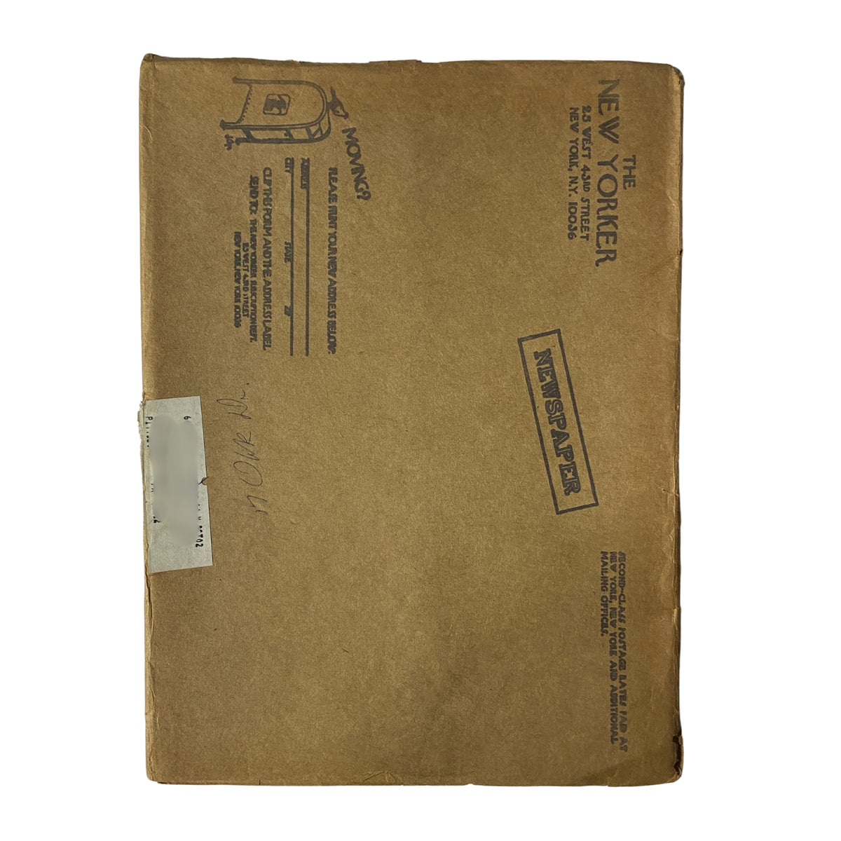 Back cover of The New Yorker Full Magazine February 9, 1976 featuring the magazine's shipping label and address details.