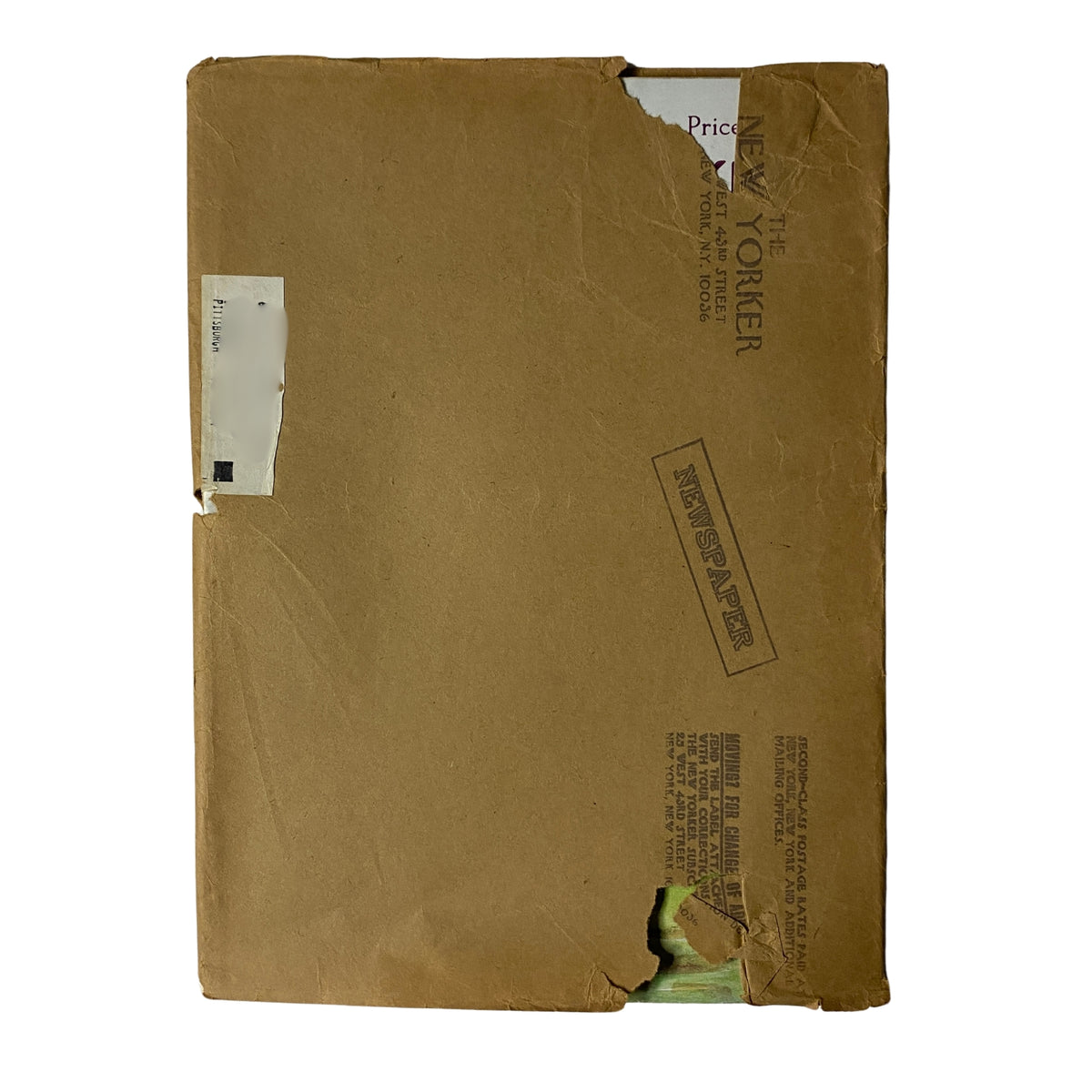 Back cover of The New Yorker magazine July 19, 1976, showcasing its vintage packaging with notable wear.