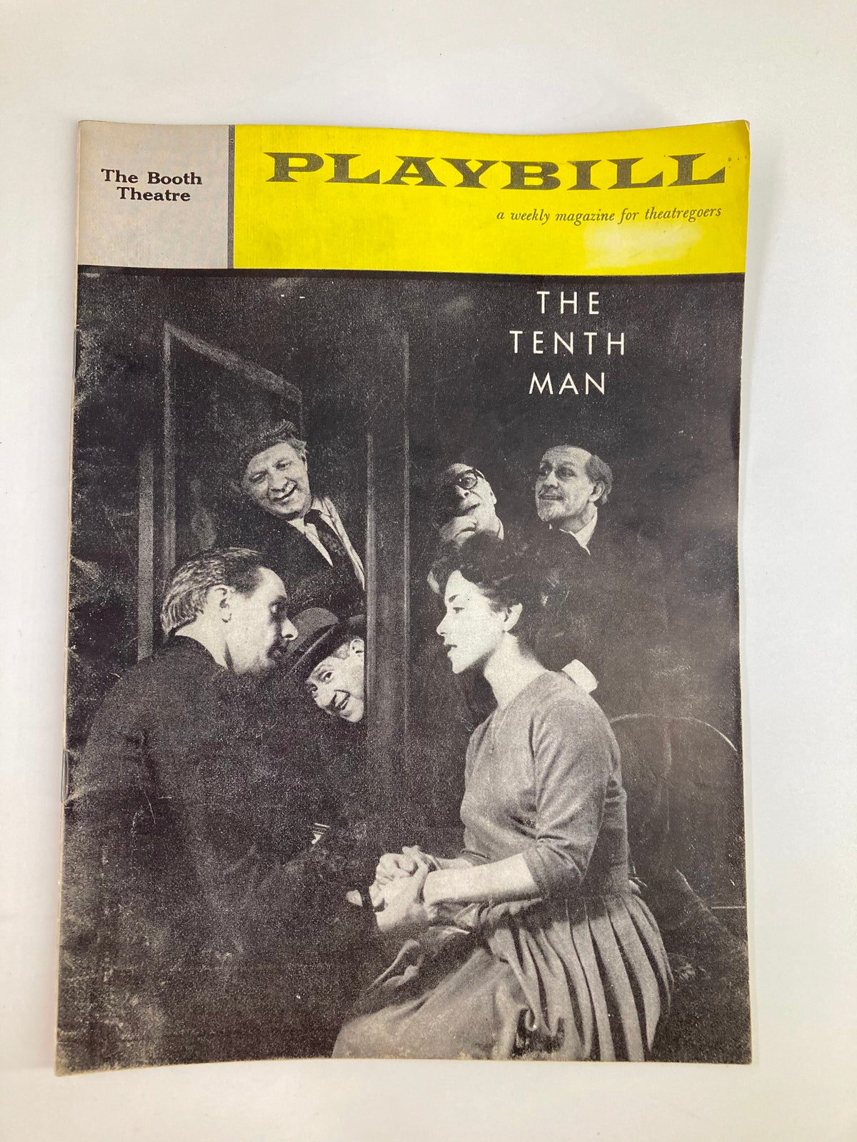 1960 Playbill for The Booth Theatre featuring Donald Harron in The Tenth Man, showcasing a black and white cast photo.