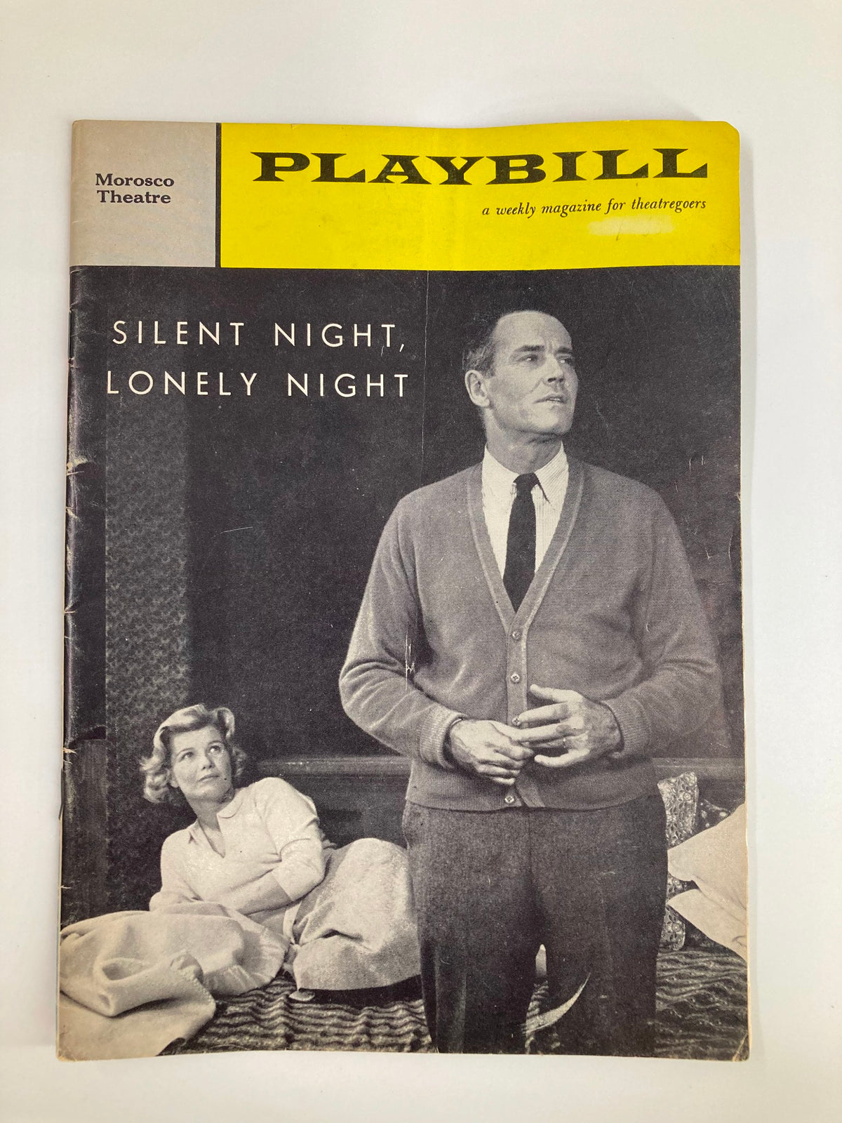 1960 Playbill for Morosco Theatre featuring Henry Fonda in Silent Night, Lonely Night, showcasing a vintage cover with a theatrical scene.