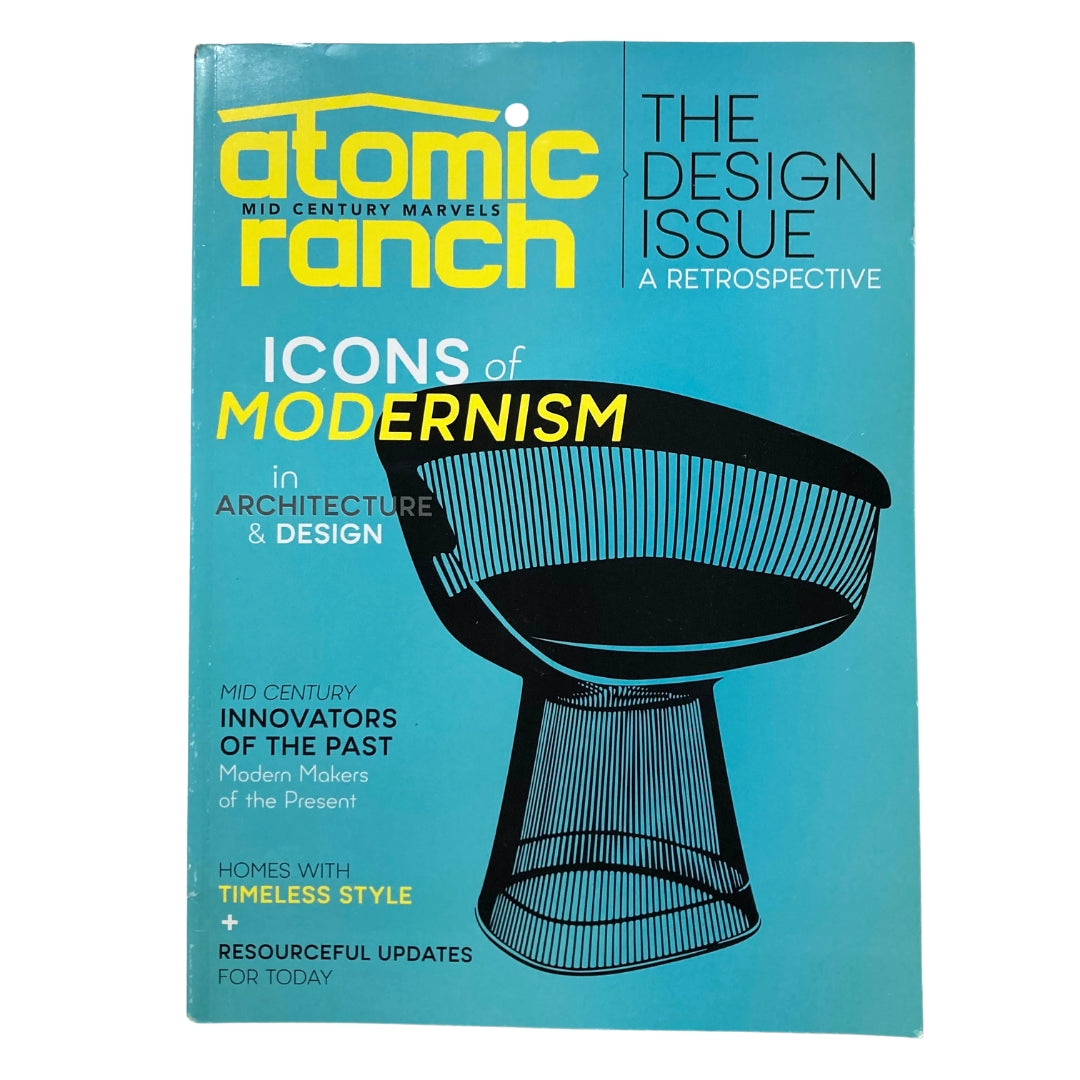Cover of Atomic Ranch Magazine 2020 The Design Issue featuring iconic modernist chair design and showcasing mid-century marvels.
