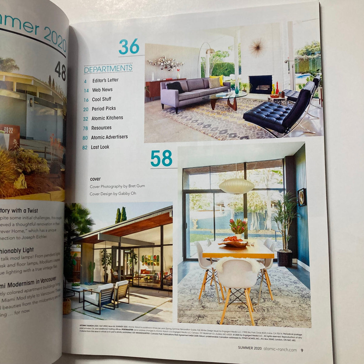Another inside page of Atomic Ranch Magazine Summer 2020 displaying beautiful mid-century modern interiors, emphasizing the magazine's theme on Eichler design.