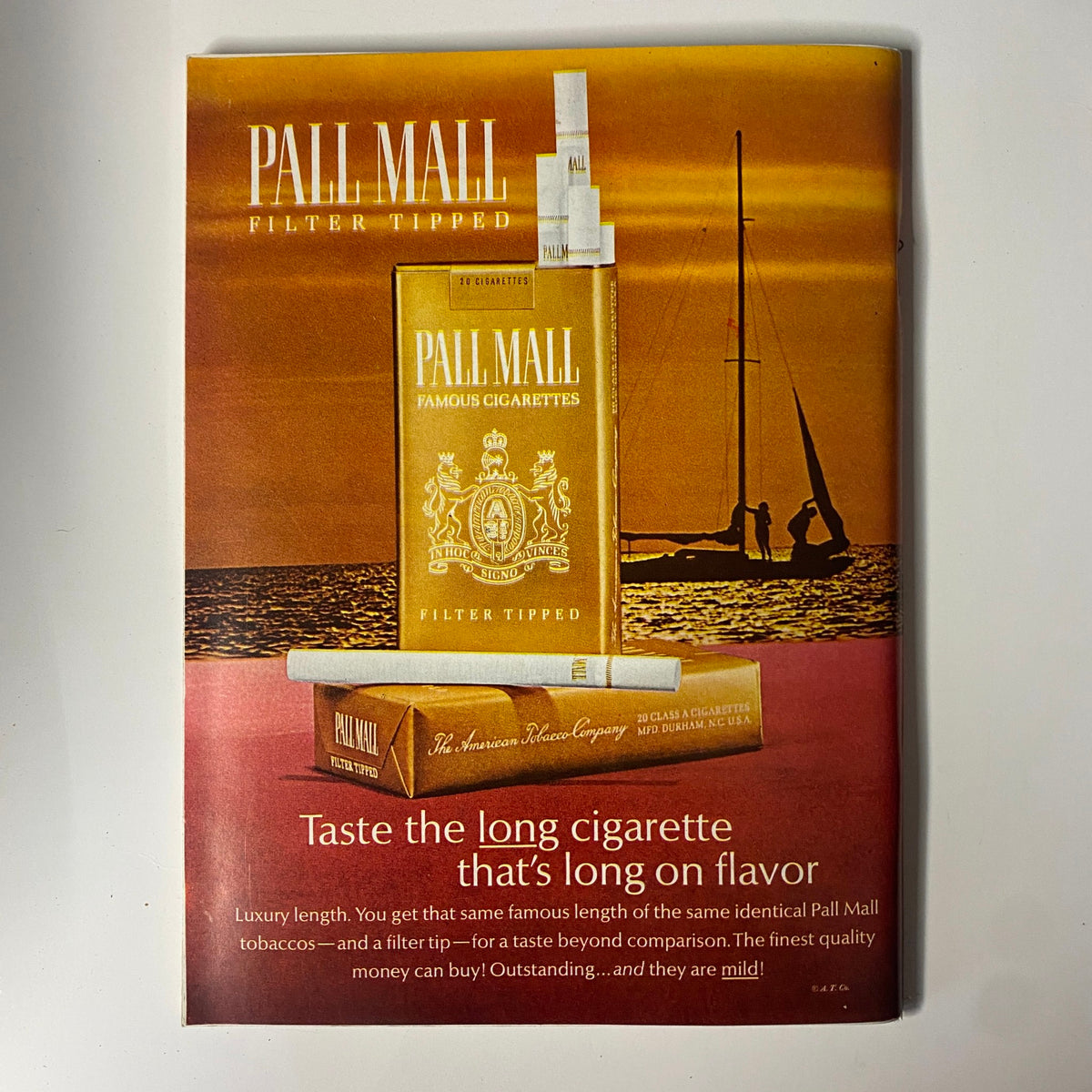 Vintage advertisement for Pall Mall cigarettes from Playboy Magazine October 1966, highlighting luxury and quality.