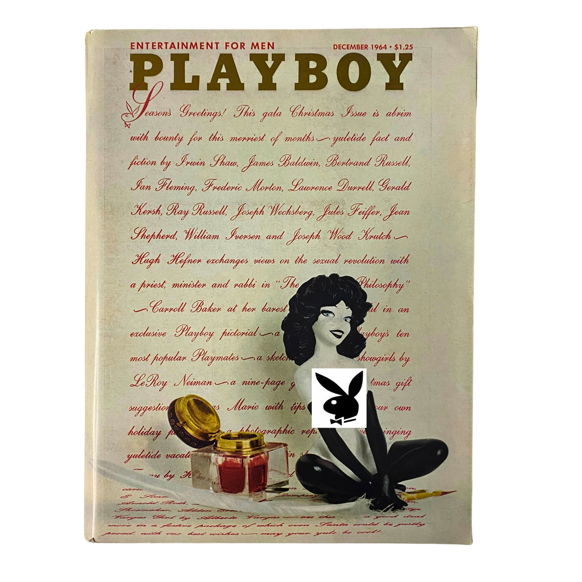 Playboy Magazine December 1964 cover featuring Playmate Jo Collins, a vintage collectible magazine with elegant Christmas design and notable articles.