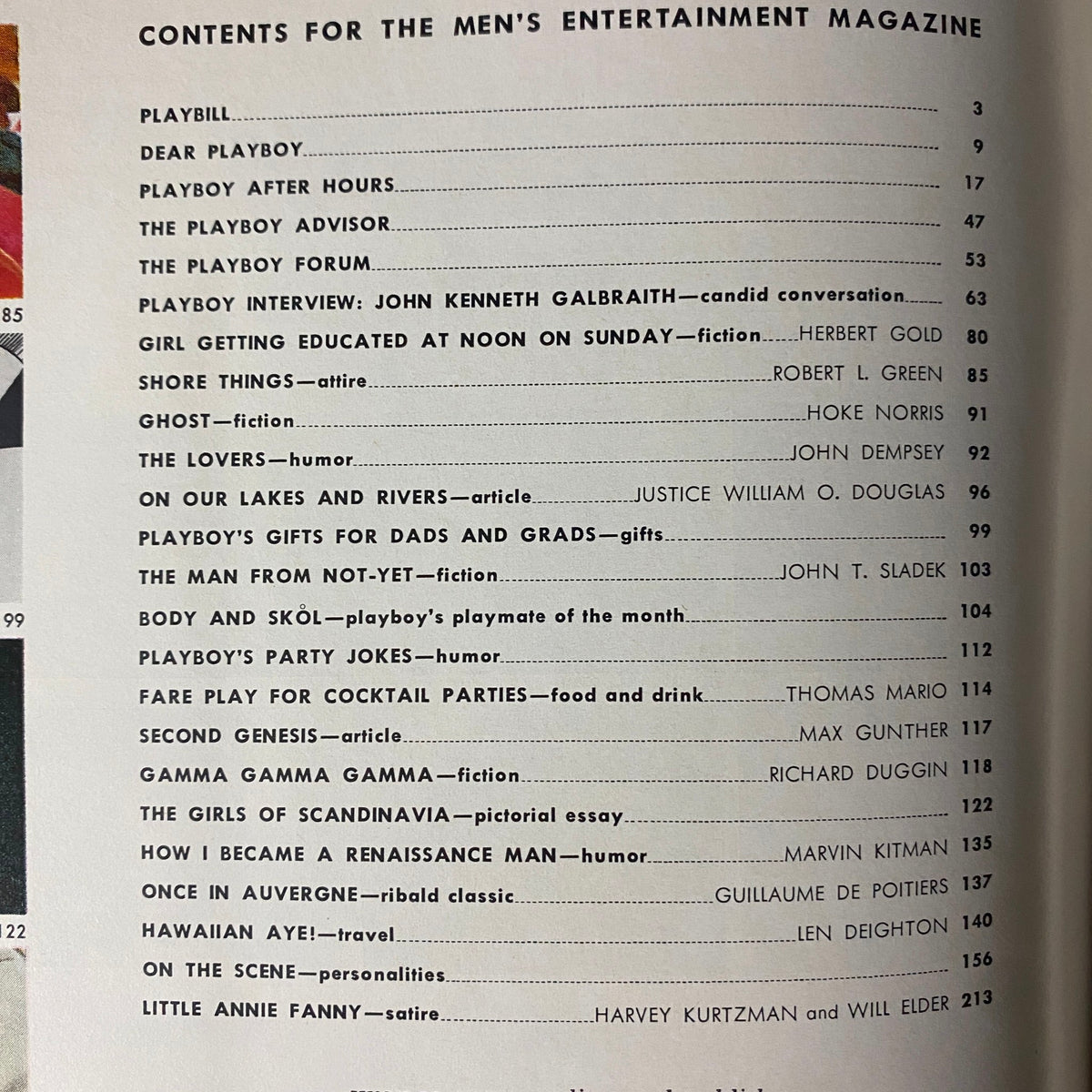 Contents page of Playboy Magazine June 1968 featuring Britt Fredriksen as Playmate of the Month, showcasing various articles and humor sections.