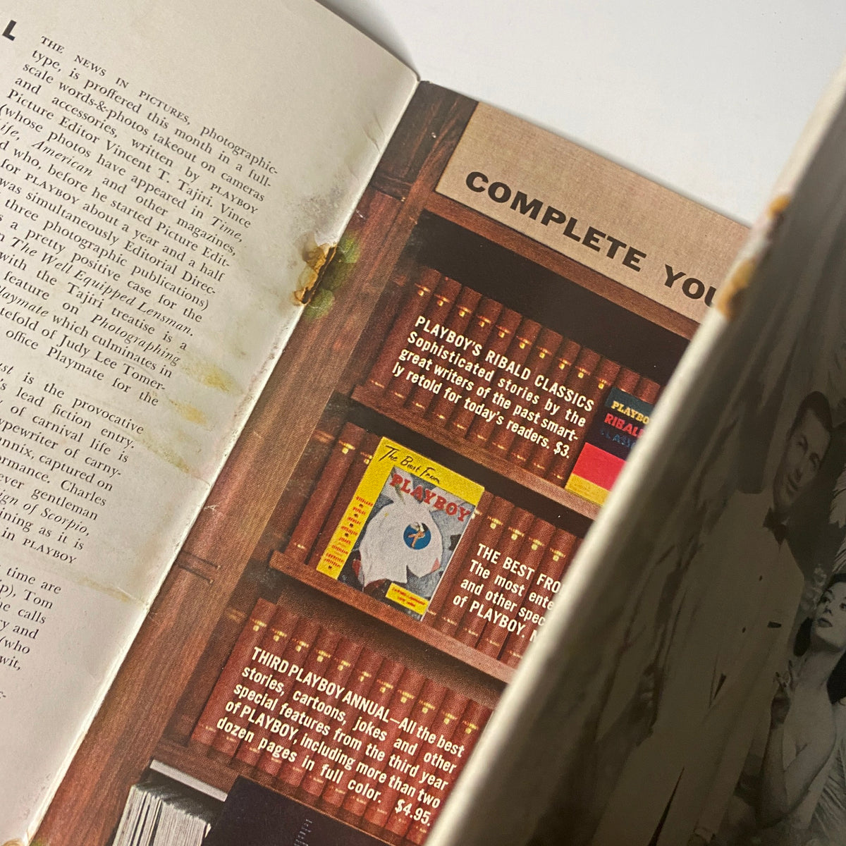 Page from Playboy Magazine June 1958 featuring advertisements for books and content, showcasing the vintage style and culture of the era.