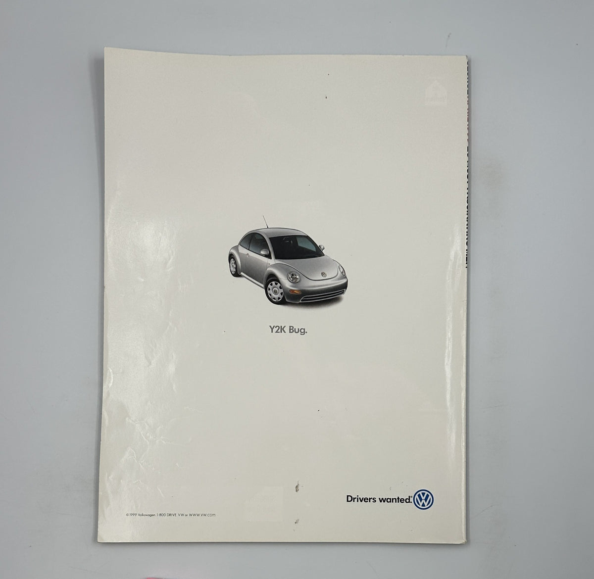 Back cover of George Magazine April 1999 featuring an advertisement for the Volkswagen Y2K Bug.