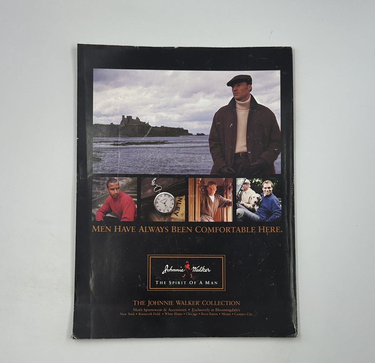 George Magazine December 1998 back cover featuring Johnnie Walker collection advertisement with men in stylish attire.