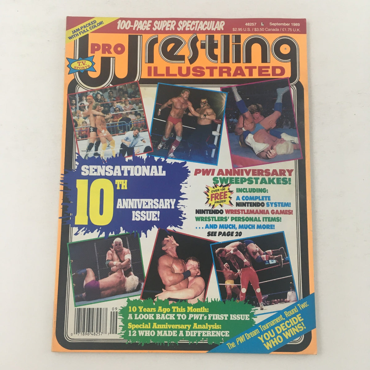 Pro Wrestling Illustrated September 1989 cover featuring Hulk Hogan and Andre the Giant, highlighting the 10th anniversary issue
