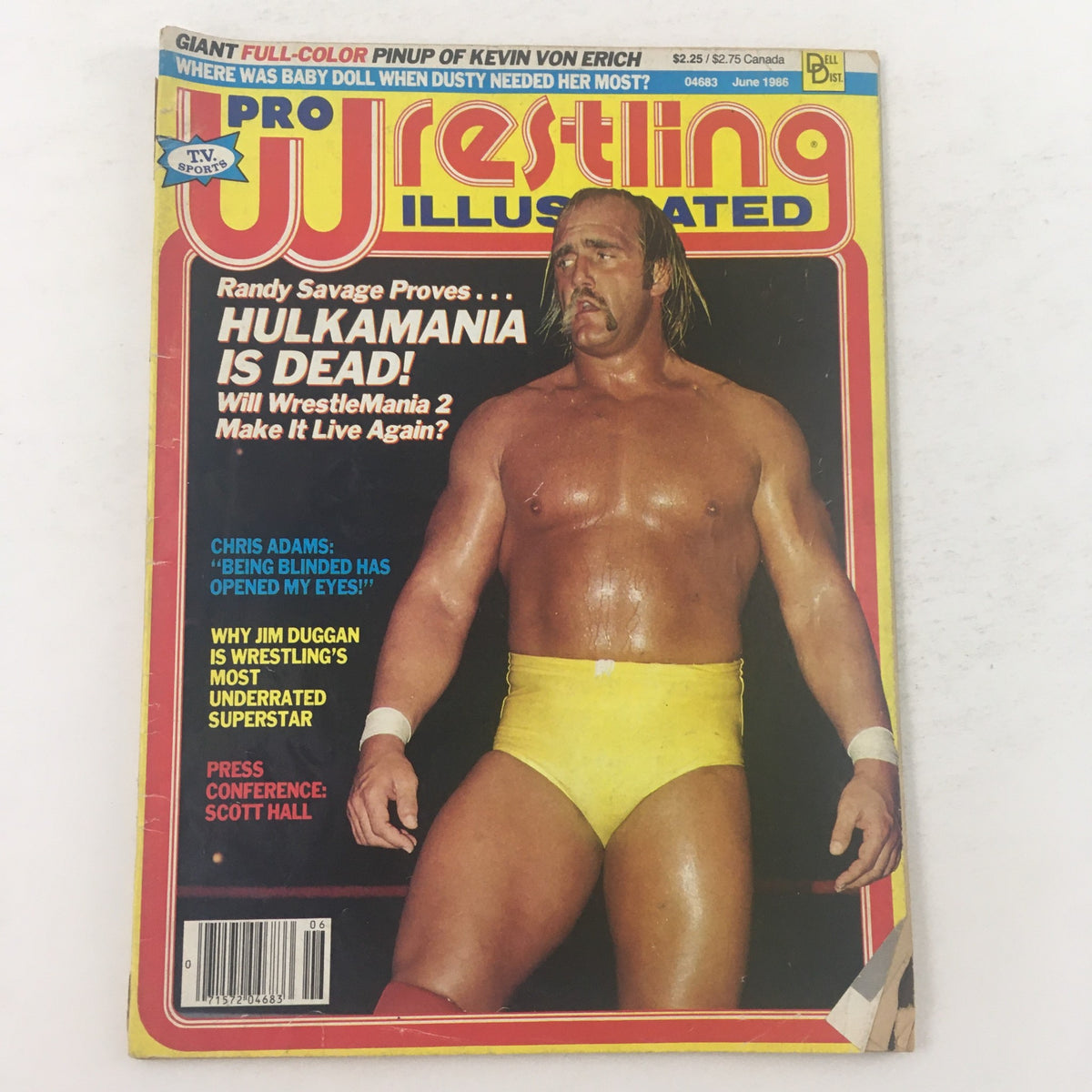 Pro Wrestling Illustrated June 1986 featuring Randy Savage and Hulk Hogan, showcasing a historic wrestling rivalry on the vibrant cover.
