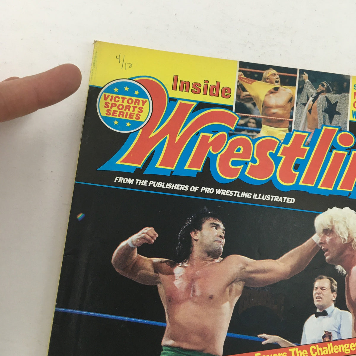 Close-up of Inside Wrestling Magazine June 1989 cover highlighting Rick Steamboat and Ric Flair, emphasizing their legendary matchup in professional wrestling.