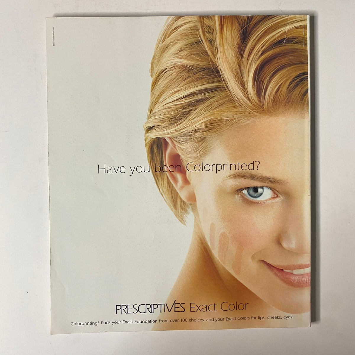 Back cover of Martha Stewart Living Magazine September 1997 featuring an advertisement for Prescriptives Exact Color makeup, with a striking image of a model.