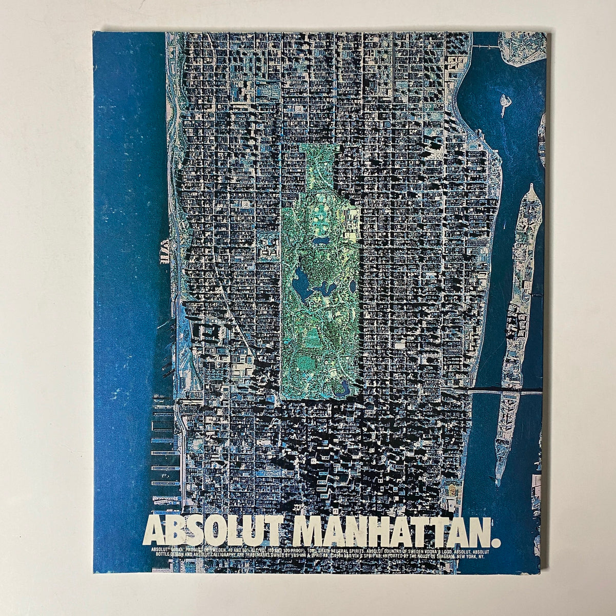 Cover of the August 1994 issue of Martha Stewart Living Magazine, featuring an aerial view of Manhattan with the text 'Absolut Manhattan'.