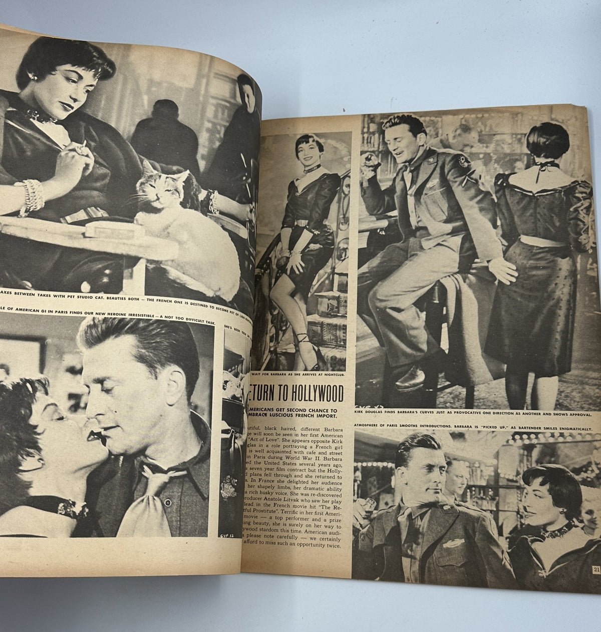 Night and Day Magazine January 1954 featuring Hollywood content with vintage photos, including actors and actresses, showcasing a blend of glamour and cinematic history.