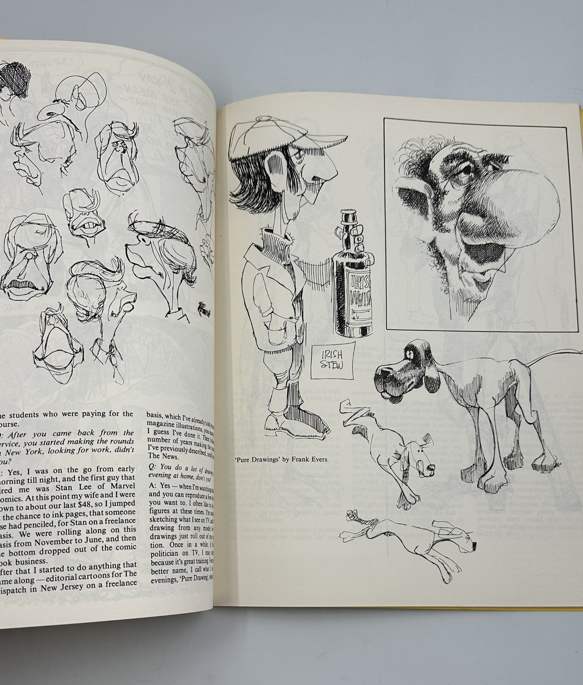 Illustration page from Cartoonist Profiles Magazine March 1980, showcasing caricatures and sketches by Frank Evers, issue #45.