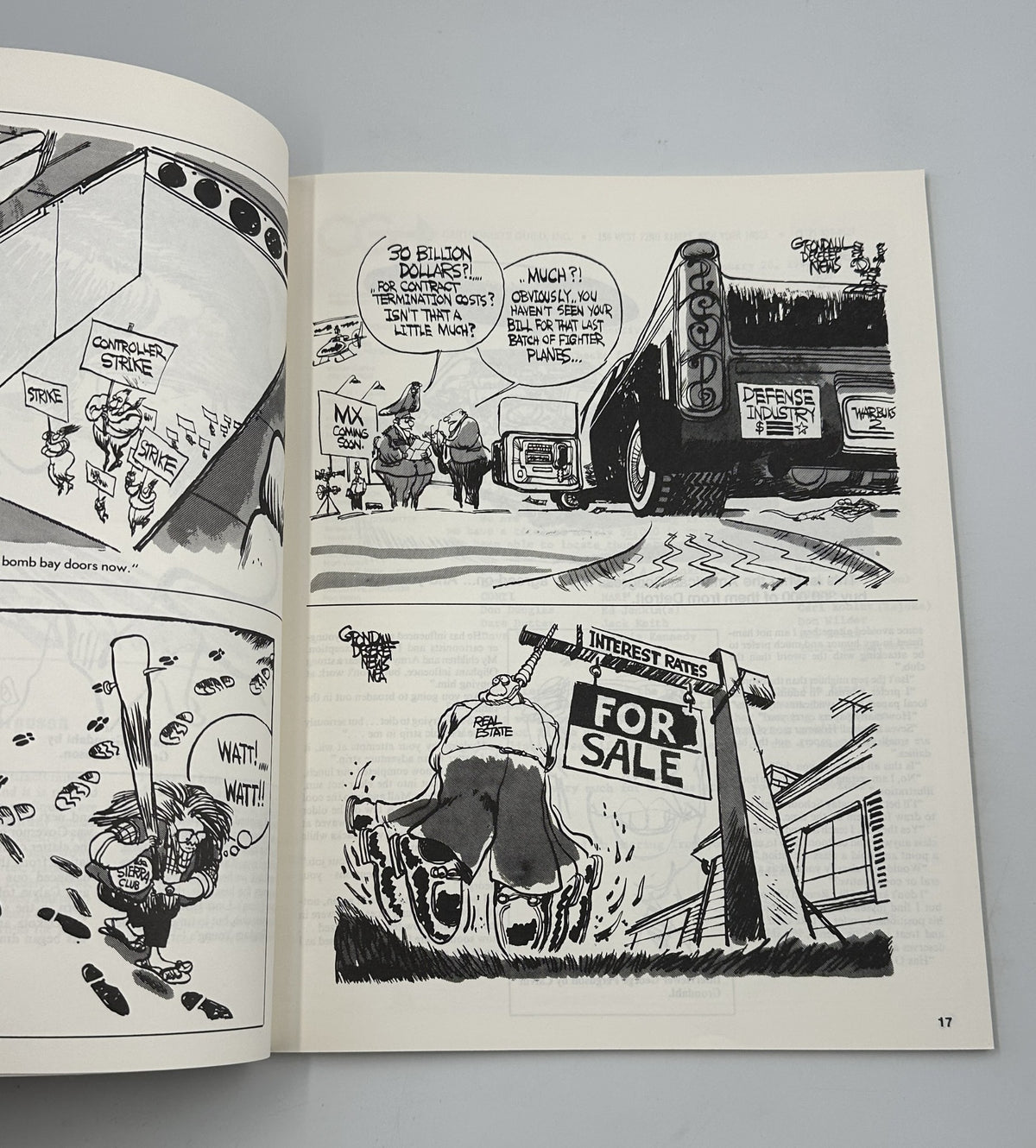 Interior illustration from Cartoonist Profiles Magazine March 1982, featuring a satirical cartoon related to current events.