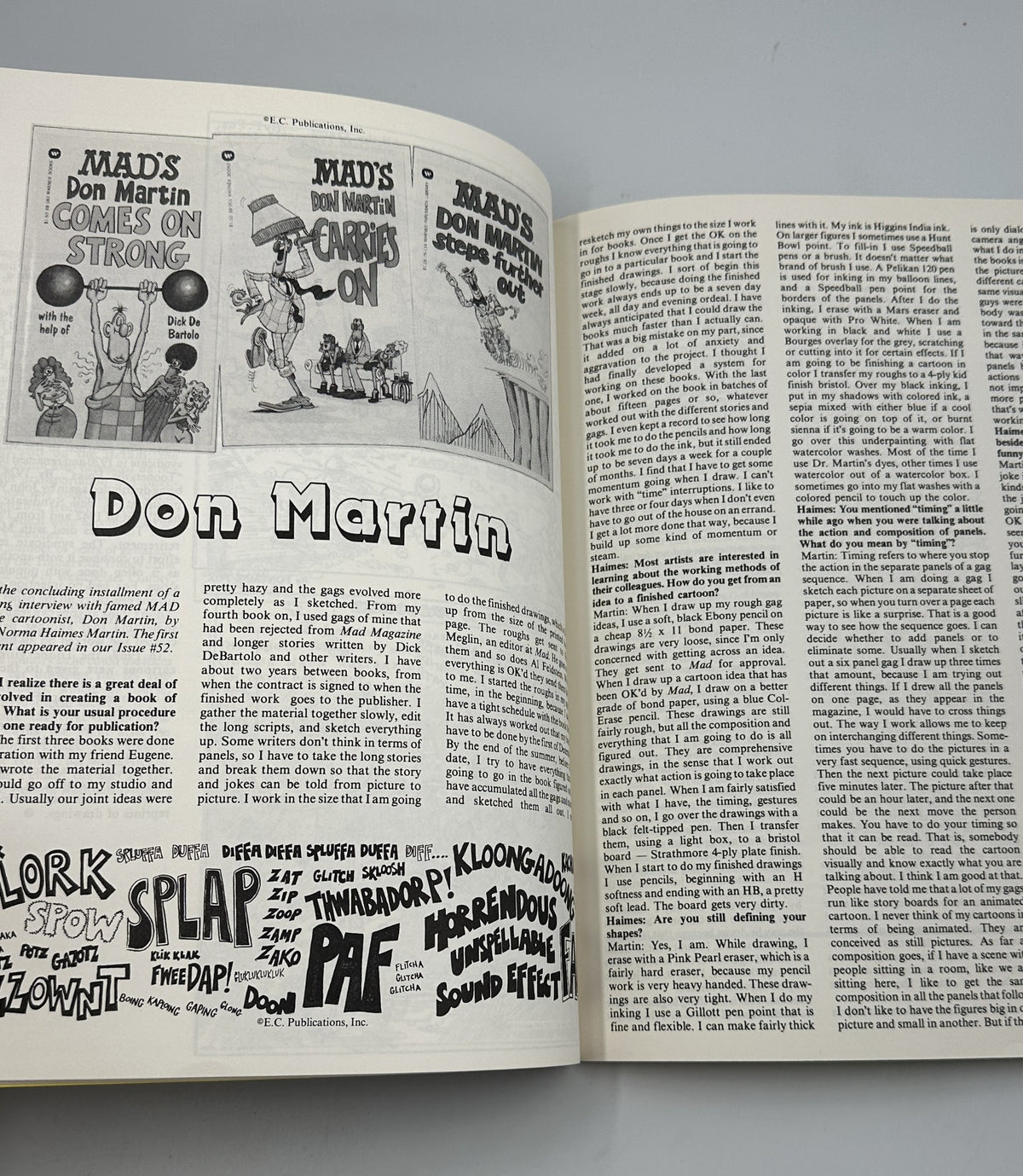 Inside page of Cartoonist Profiles Magazine March 1982 featuring an article on Don Martin alongside illustrations, showcasing the magazine's content focusing on notable cartoonists.