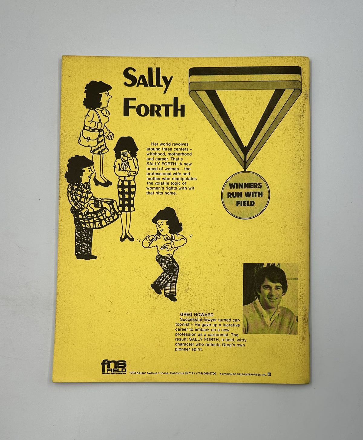 Back cover of Cartoonist Profiles Magazine March 1982 highlighting the comic strip Sally Forth and featuring author Greg Howard, illustrating the magazine's coverage of iconic comic characters.