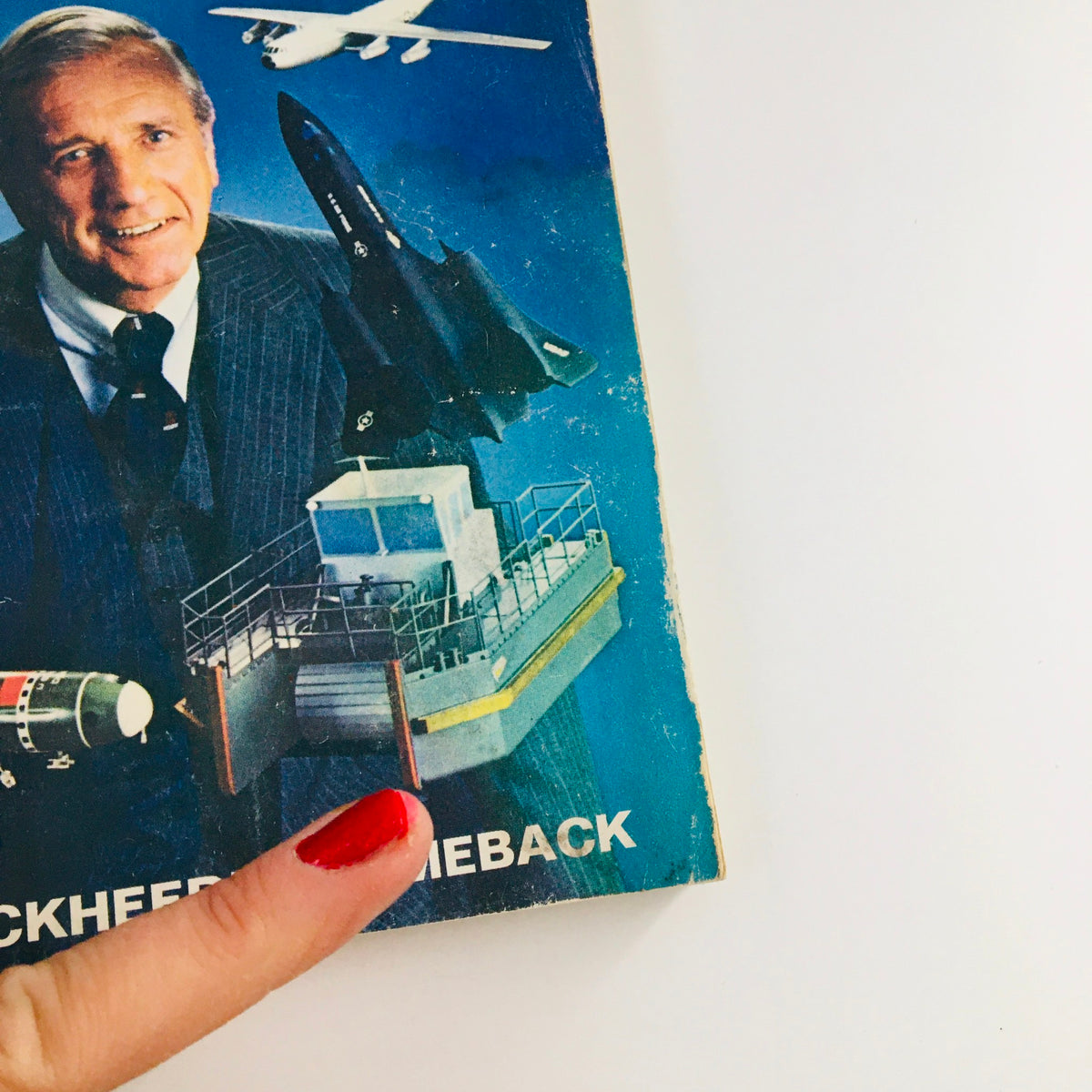 Close-up view of Fortune Magazine October 1977 cover highlighting Robert Haack with aviation and maritime graphics, focusing on industrial innovation.