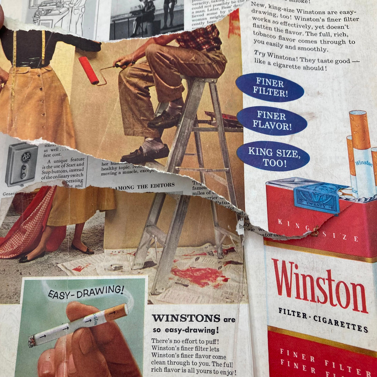 Detailed view of the back cover of the Saturday Evening Post Magazine February 26, 1955 with a focus on the Winston cigarette advertisement, showcasing vibrant graphics and promotional text.