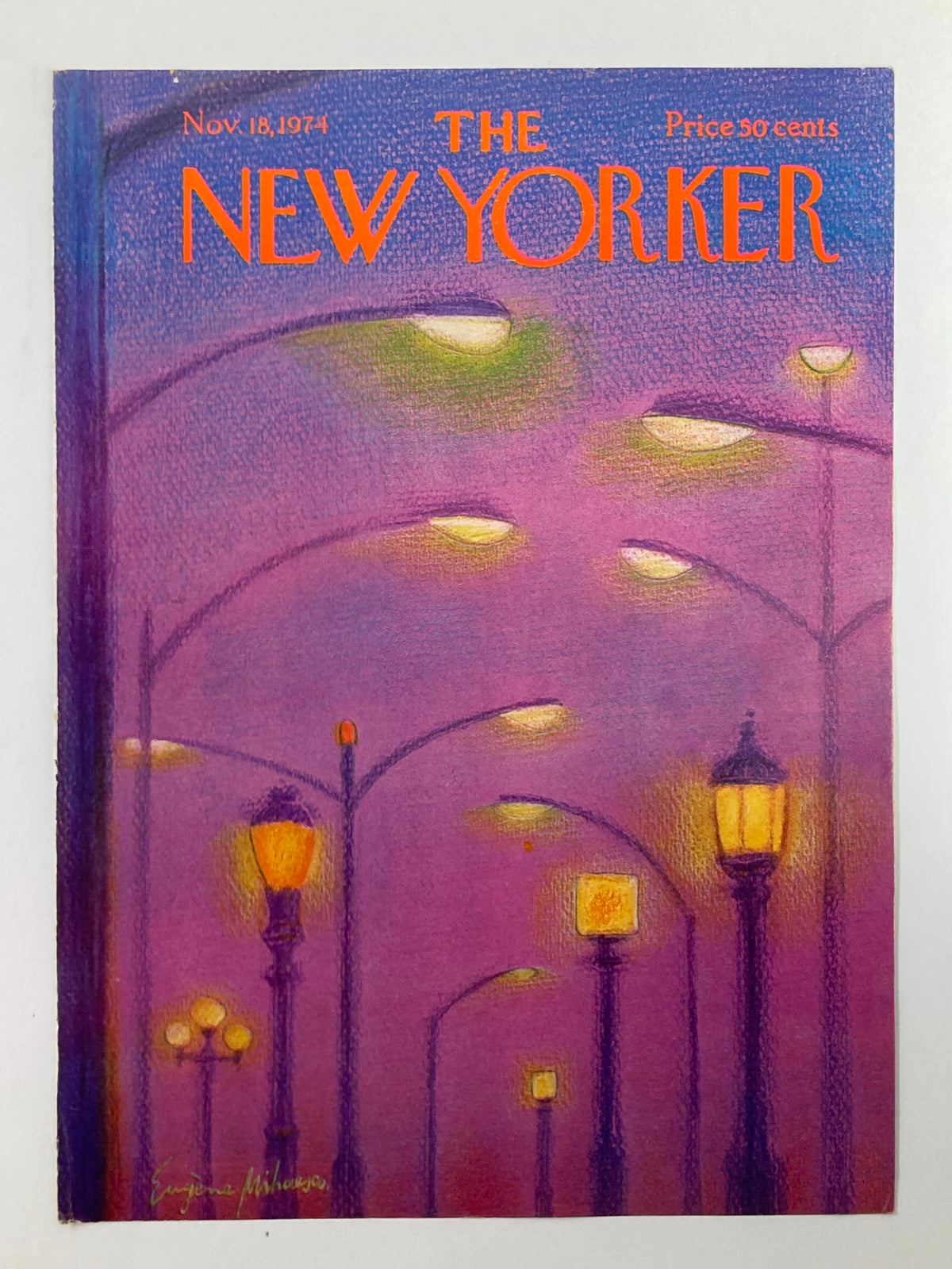 COVER ONLY The New Yorker November 18 1974 Street Lights by E. Mihaesco No Label