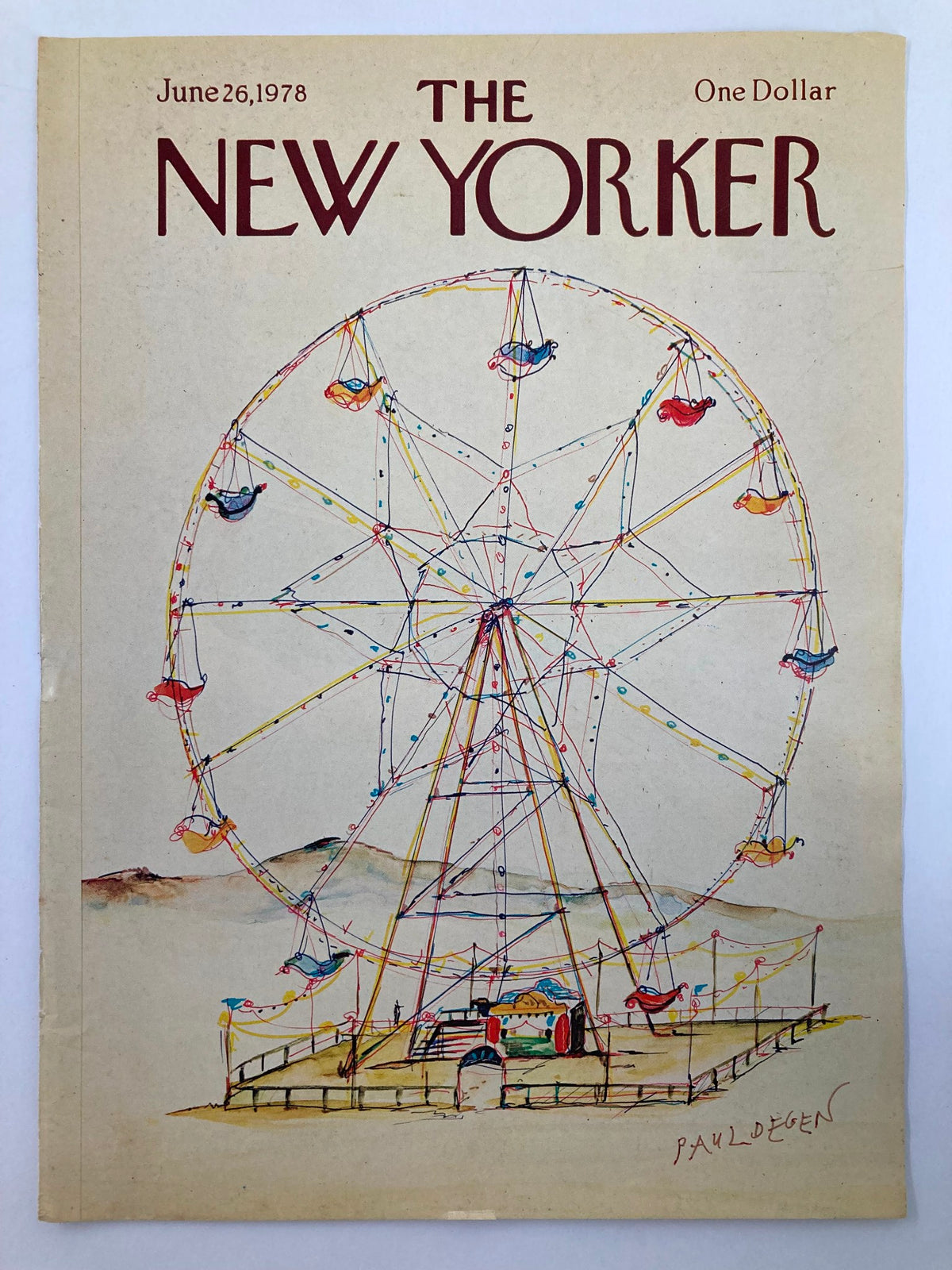 The New Yorker cover dated June 26, 1978, showcasing an artistic Ferris Wheel design by Paul Degen.