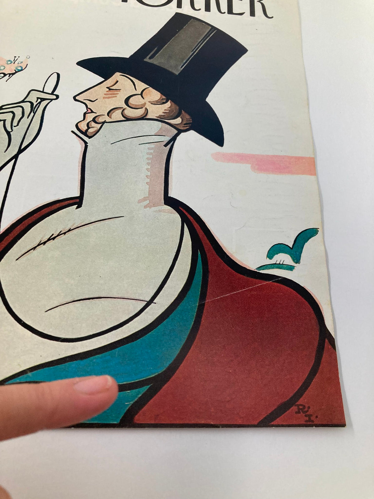 COVER ONLY The New Yorker February 20 1978 by Rea Irvin, close-up of the gentleman in a top hat, highlighting detailed illustrations and charming vintage style.