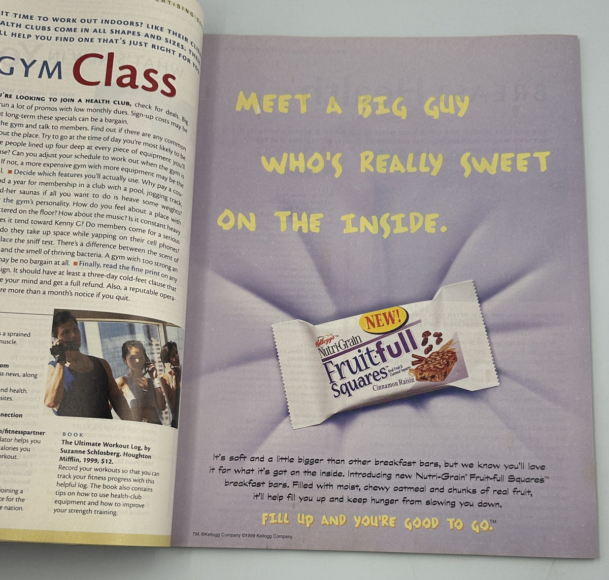 Magazine advertisement featuring a large cookie advertisement for Fruitfull, complemented by a playful design. The ad encourages readers to enjoy the sweet taste while promoting a healthier breakfast option. Time Magazine October 18, 1999 Steve Jobs Apple Pixar Toy Story 2 VG.