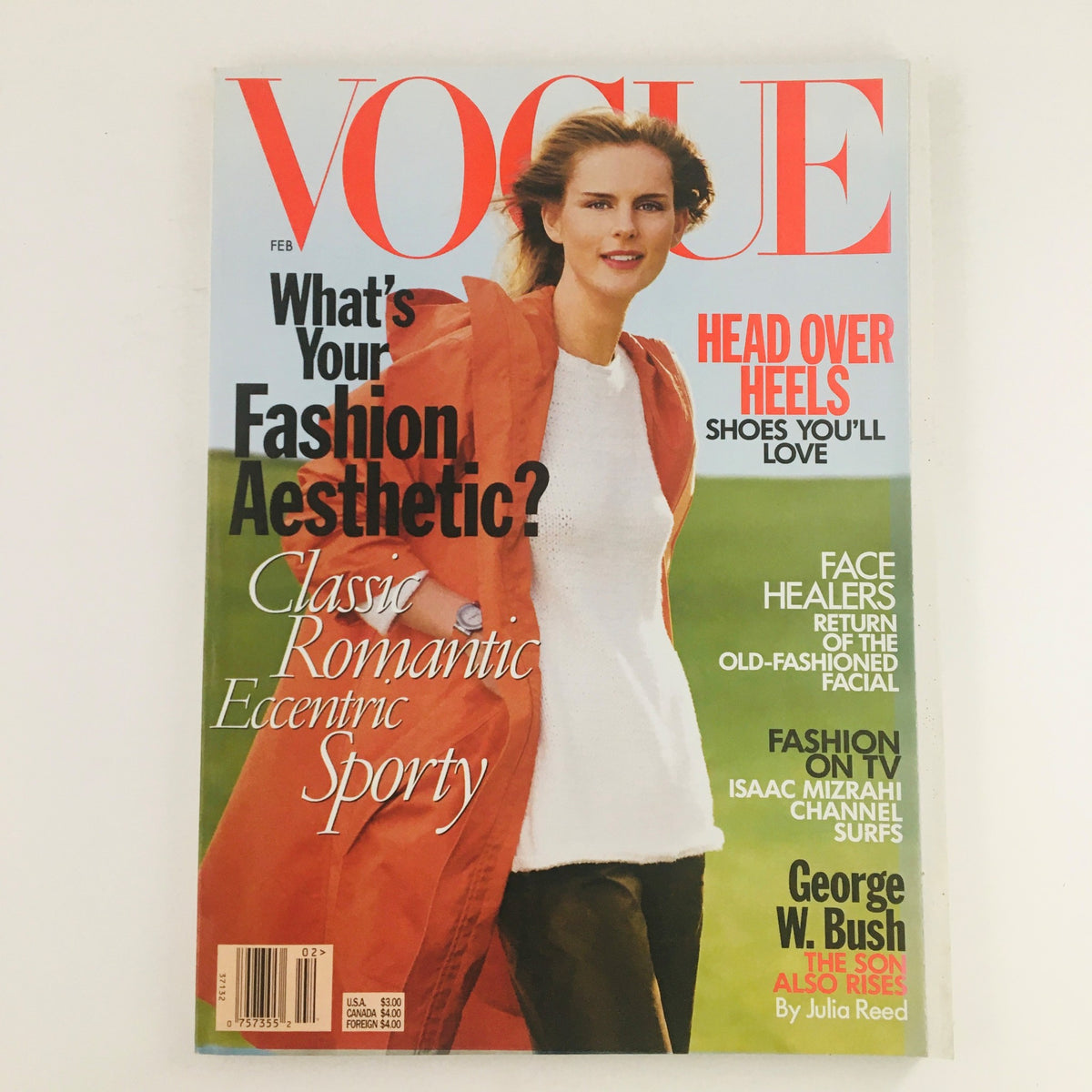 Vogue Magazine February 1999 featuring British model Stella Tennant, with vibrant cover showcasing 90s fashion trends and stylish aesthetics.