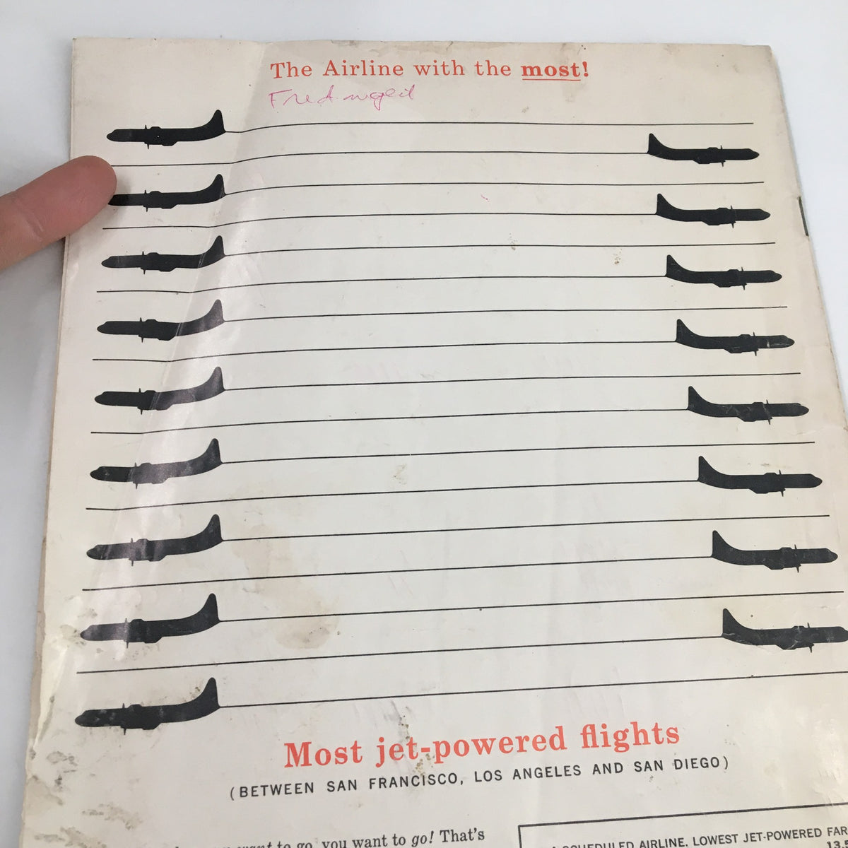 Back cover image of the December 26, 1963 NCAA UCLA vs Utah State Basketball Classic Official Program showcasing airplane silhouettes and a promotional message about jet-powered flights.