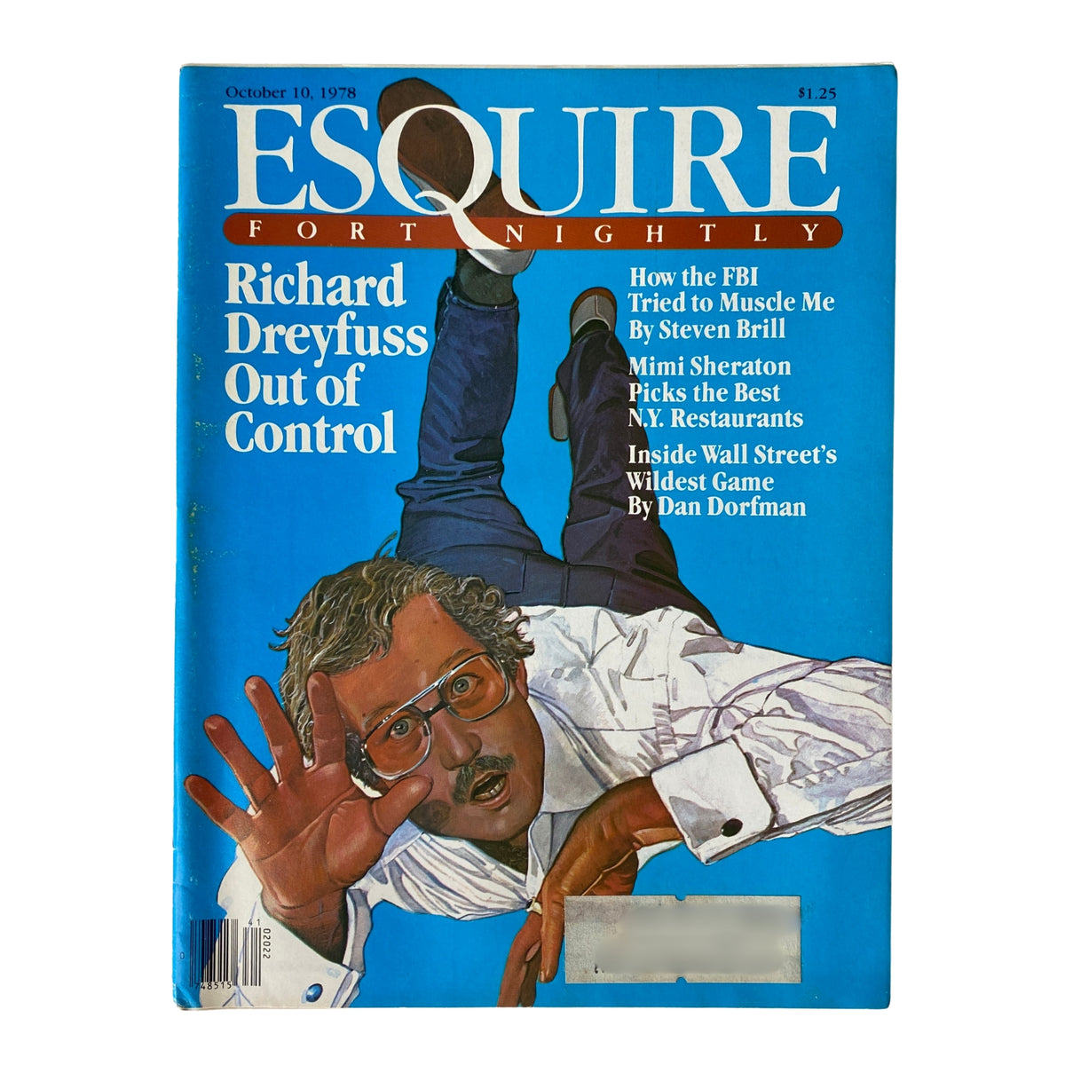 Cover of Esquire Magazine, October 10, 1978, featuring Richard Dreyfuss with the title "Out of Control" and vibrant blue background. The magazine includes articles on business, culture, and politics from the late 1970s.