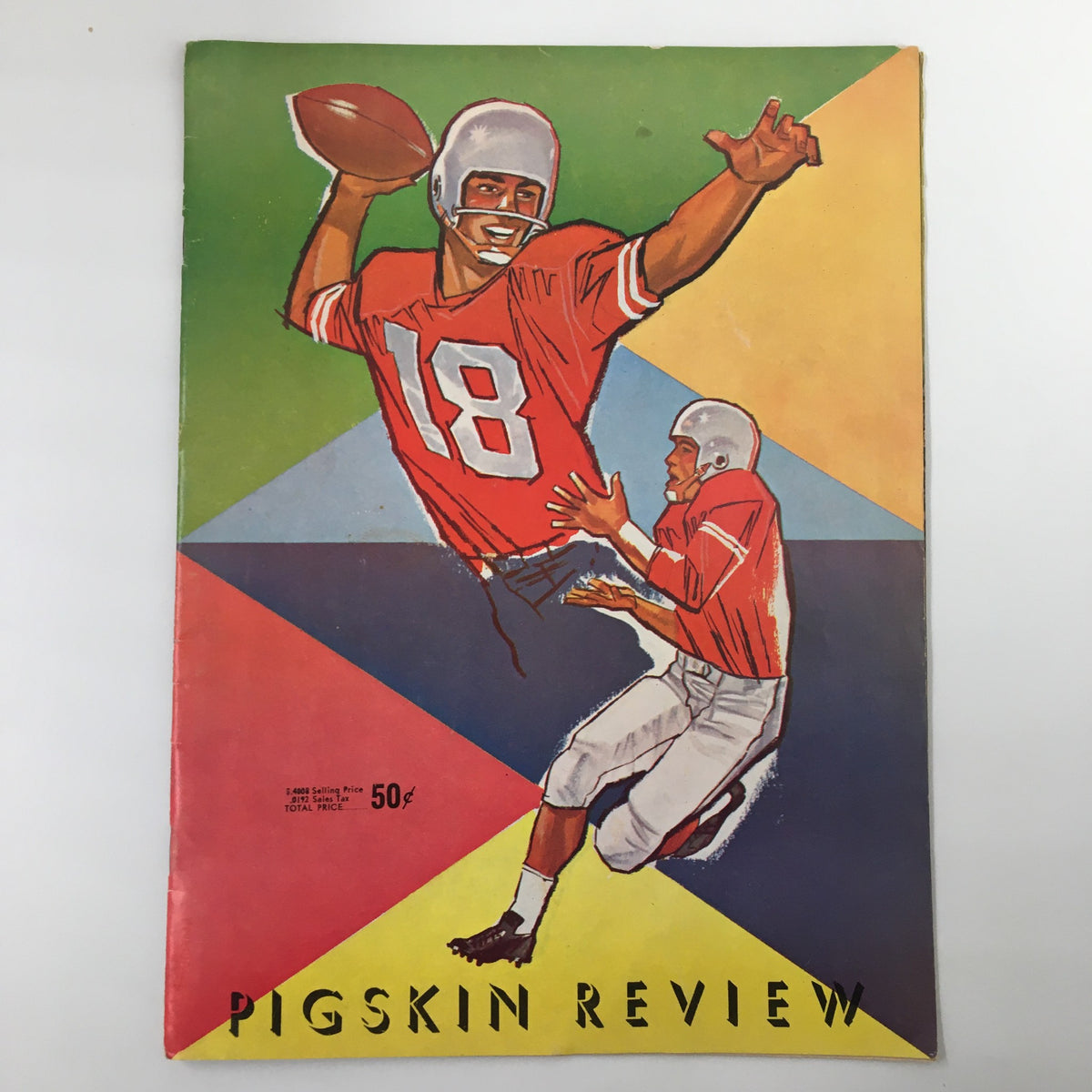 Cover of the September 29 1961 NCAA Football Methodist vs California Pigskin Review featuring a player in a red jersey throwing a football.