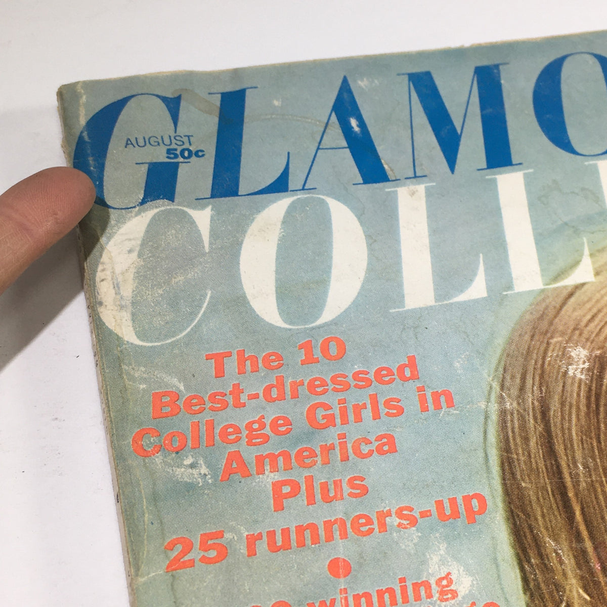 Cover of VTG Glamour College Magazine from August 1965 featuring the title 'Glamour College' and details about 'The 10 Best-dressed College Girls in America'.