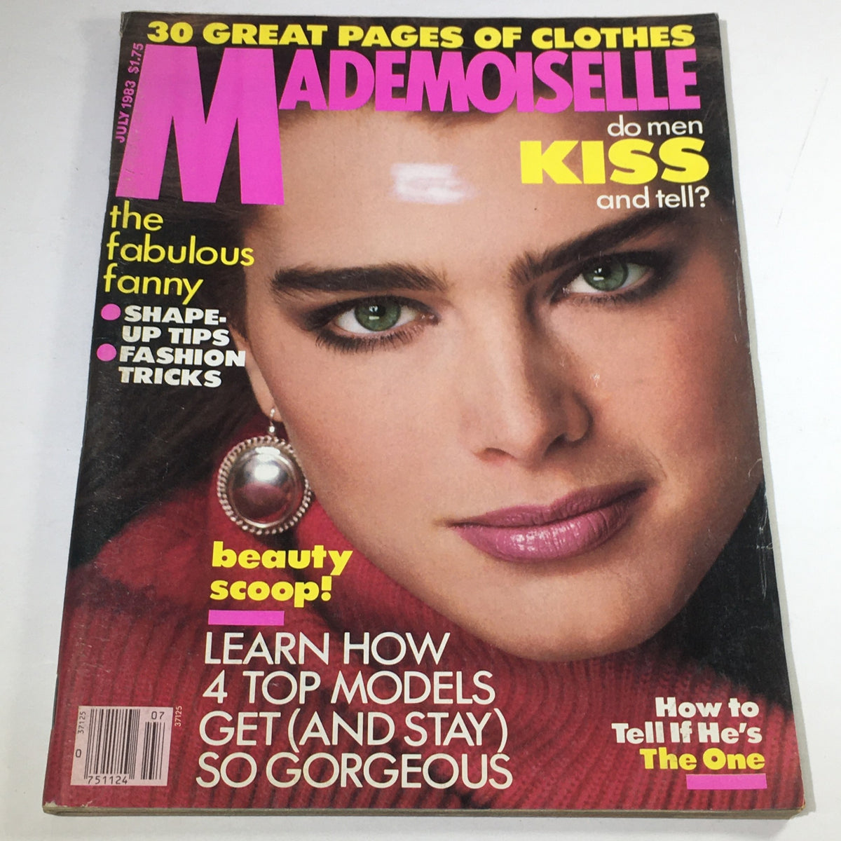 Vintage Mademoiselle Magazine July 1983 featuring Brooke Shields on the cover, showcasing 1980s fashion and beauty trends.